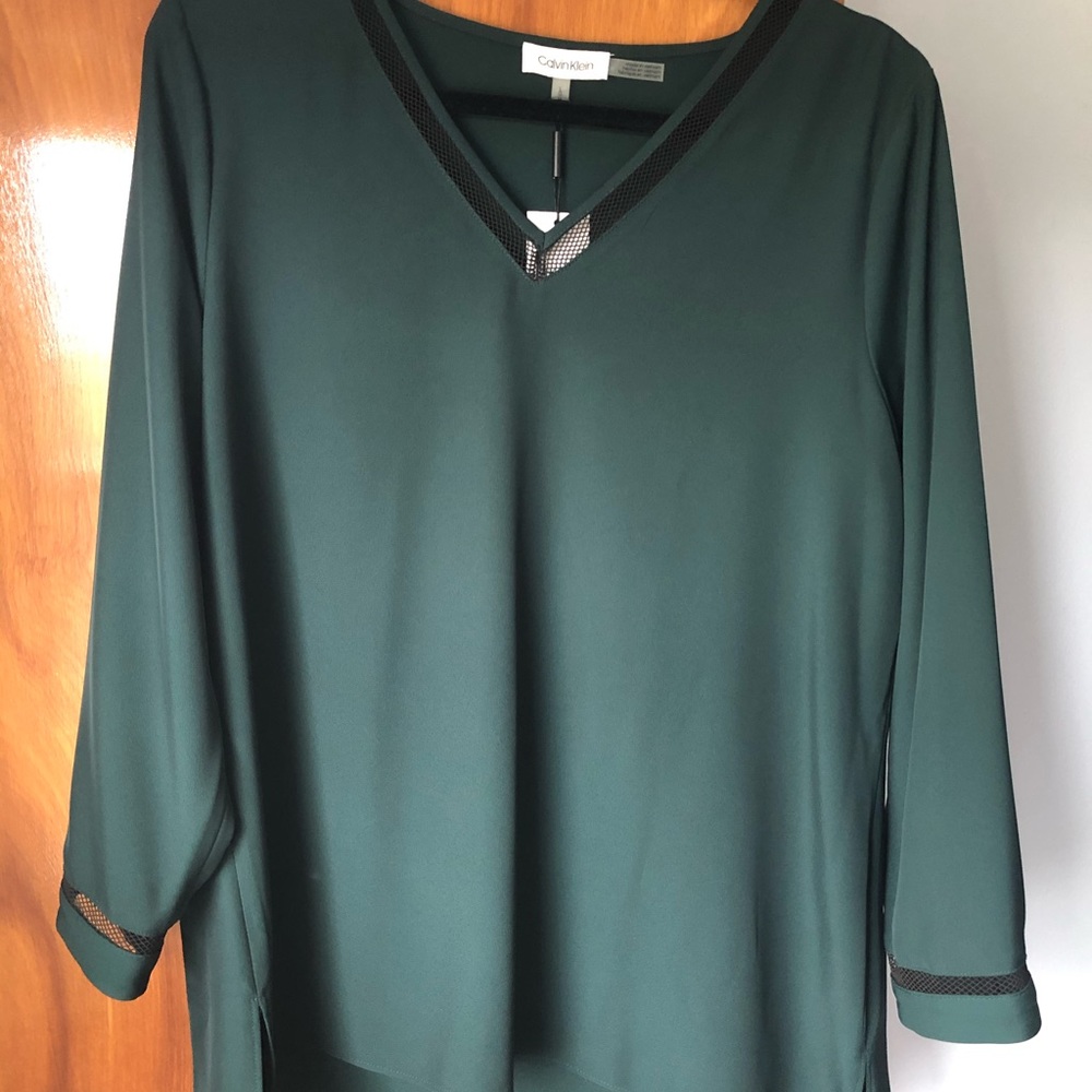Calvin Klein green long-sleeved blouse, Size L